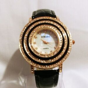 STRADA Watch Austrian Crystal Black Band